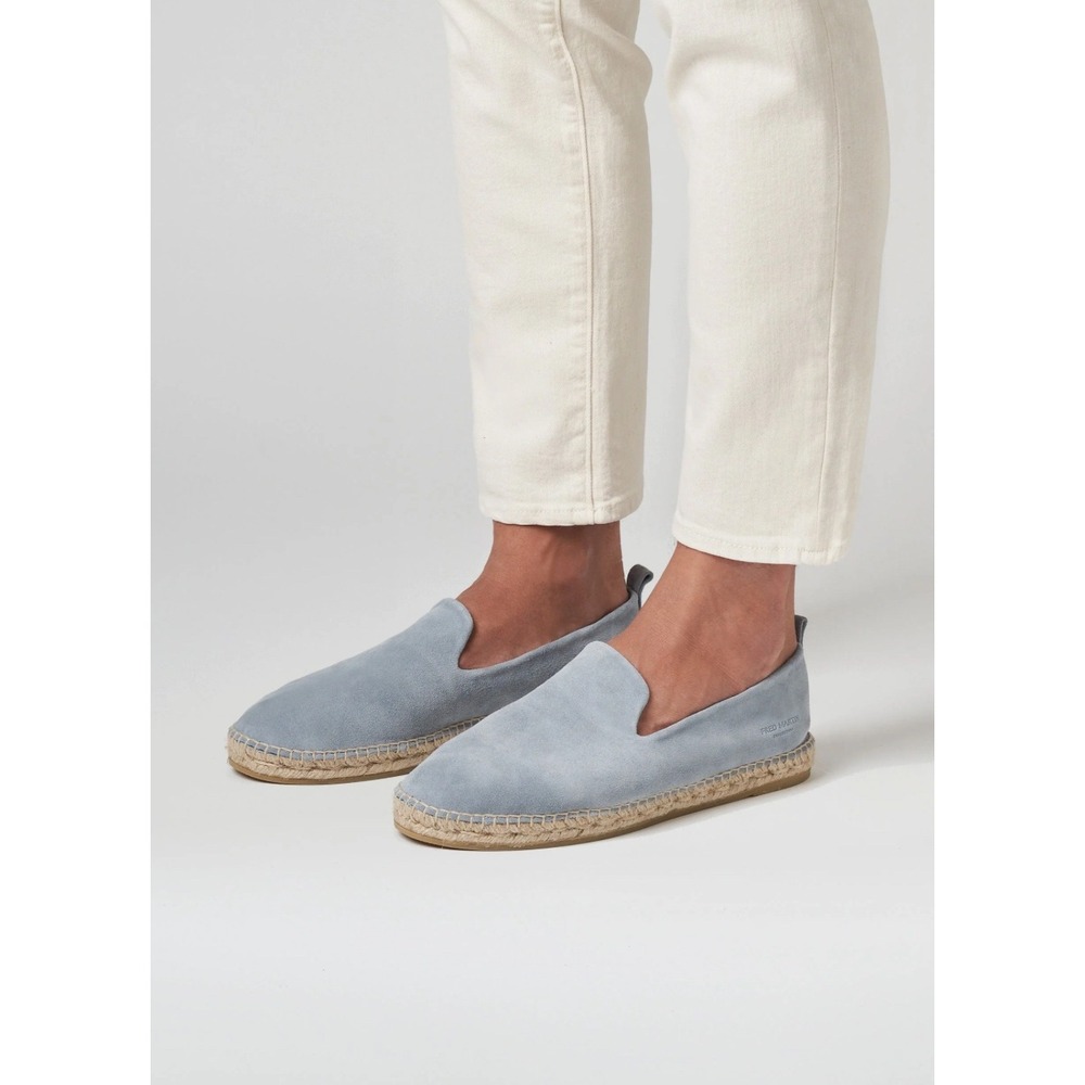 Gairno Espadrille Flats Blue Suede Leather Casual Slip On Shoes Size 9